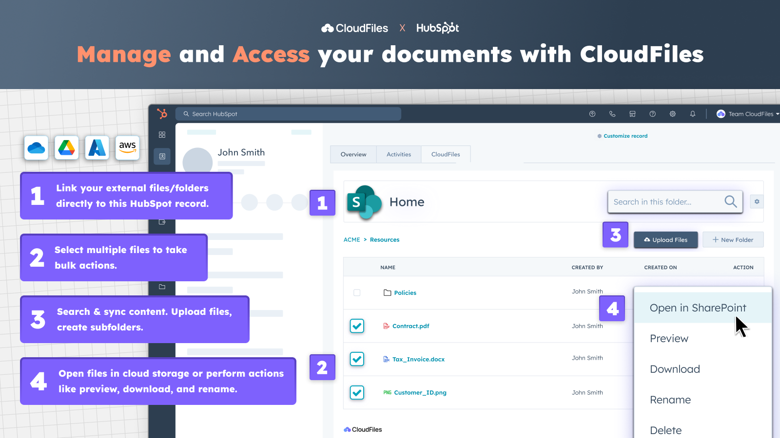 Manage & Access external files & folders from HubSpot